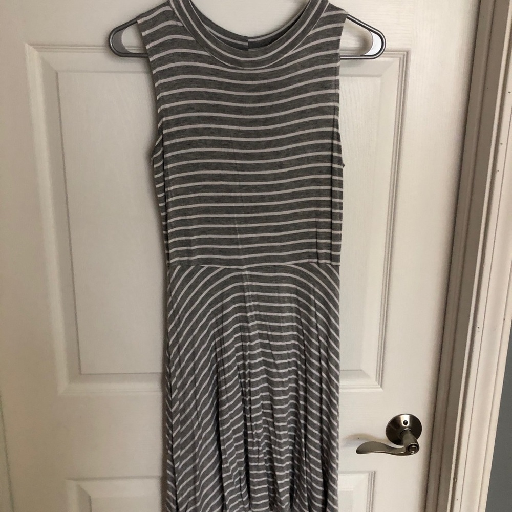 Gray and white striped dress